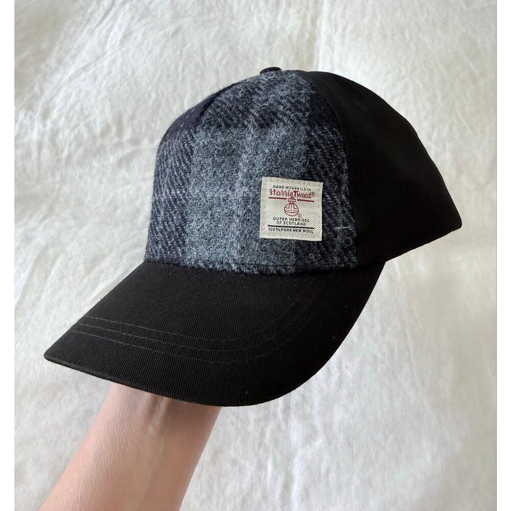 Glen Appin | O/S Harris Tweed Baseball Cap Blue Black Scotland | Wool Blend NWT